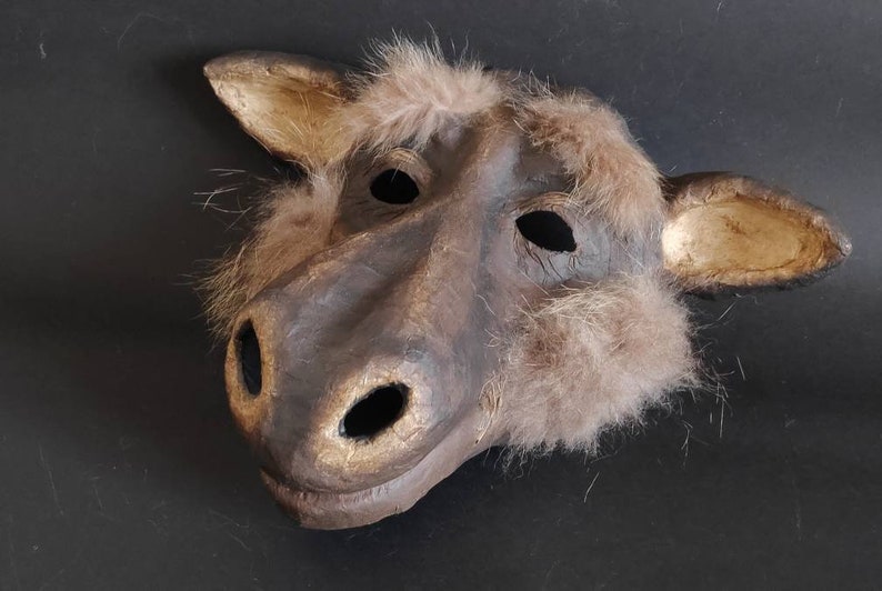 Adult mask Paper mache mask Moose mask Reindeer mask Carnival mask Animal mask Masquerade mask