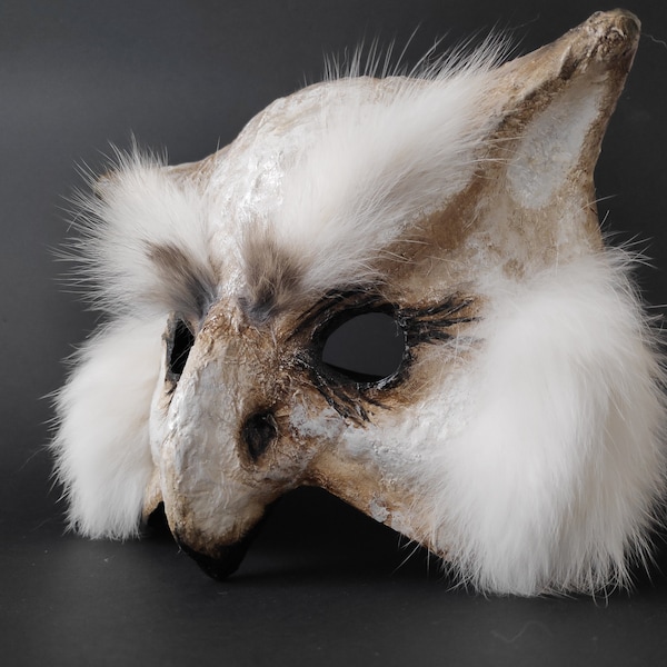 Owl mask White owl mask Mask for gift Bird mask Carnival mask Masquerade mask