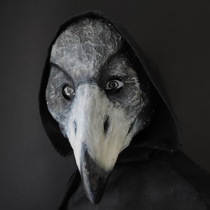 Handgemachte Raben Maske aus Pappmache: Halloween Kostüm, Mardi Gras