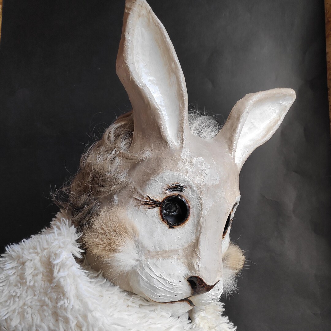 Handmade Paper Mache Rabbit Mask, Halloween Costume - Etsy