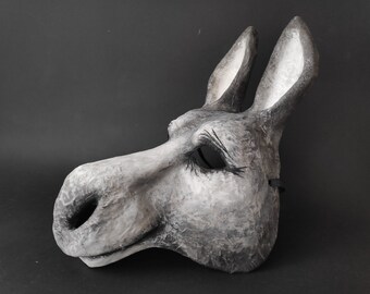 Donkey mask Animal mask Donkey head Donkey costume Paper mache Donkey Paper mache mask