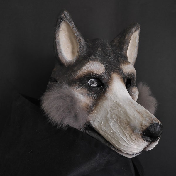 Masque de loup, Masque de loup gris, Masque de chien, Masque d'animal, Masque de loup effrayant, Masque de loup drôle, Masque de mascarade, Masque des bois