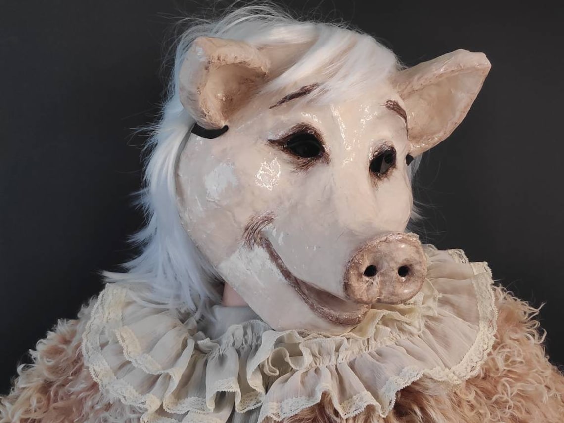Pig mask Animal mask Funny pig mask Masquerade mask Etsy