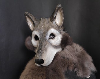 Wolf mask, Dog mask, Animal mask, Paper mache mask, Creepy mask, Masquerade mask, Carnival mask, Halloween mask, Scary mask