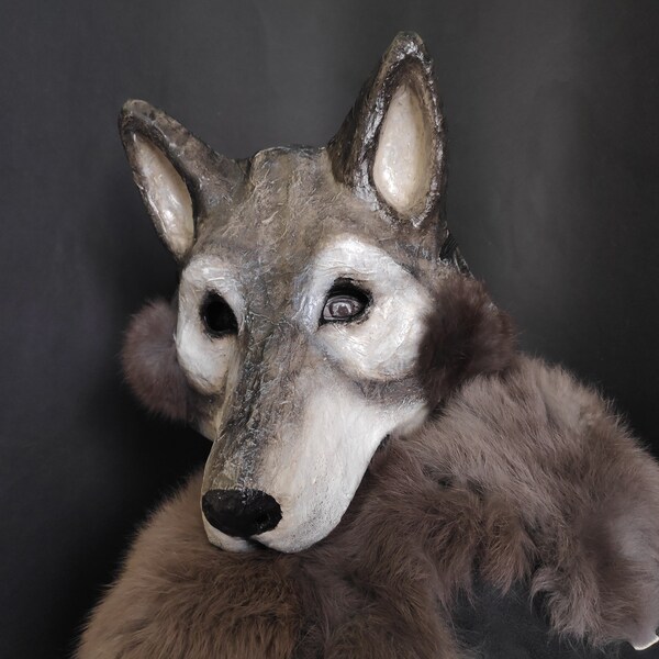 Wolf mask, Dog mask, Animal mask, Paper mache mask, Creepy mask, Masquerade mask, Carnival mask, Halloween mask, Scary mask