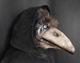 Bird mask, Plague Doctor mask, Raven mask, Crow mask, Paper mache mask, Animal mask, Scary mask, Creepy mask Wall decor