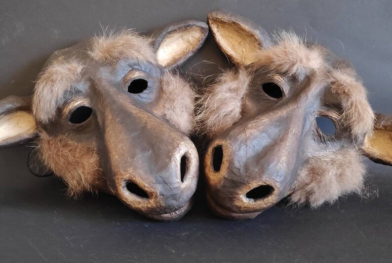 Adult mask Paper mache mask Moose mask Reindeer mask Carnival mask Animal mask Masquerade mask