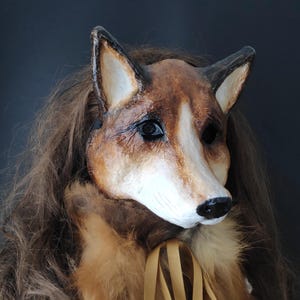 Maschera di volpe Maschera di Terian Maschera di mascheramento di volpe Maschera di Halloween Maschera di animale Maschera spaventosa Maschera di cartapesta Decorazione per la casa