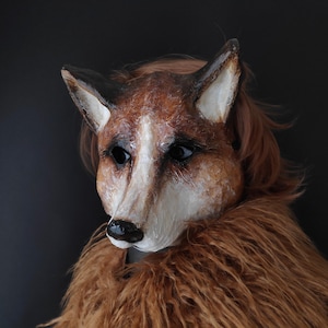 Maschera di volpe, Maschera di animale, Maschera di carnevale, Maschera di Halloween, Maschera di volpe divertente, Maschera spaventosa, Maschera inquietante, Maschera di cartapesta, Maschera di volpe in cartapesta