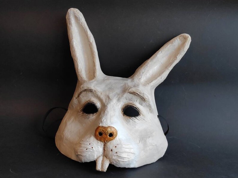Rabbit mask Hare mask Bunny mask Paper mache mask Animal Etsy