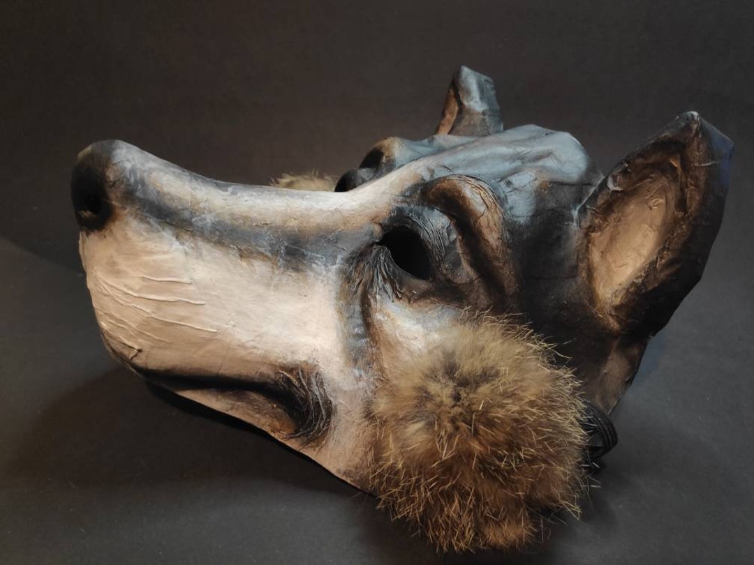 Wolf Mask Grey Wolf Mask Dog Mask Animal Mask Paper Mache - Etsy