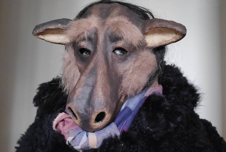 Adult mask Paper mache mask Moose mask Reindeer mask Carnival mask Animal mask Masquerade mask