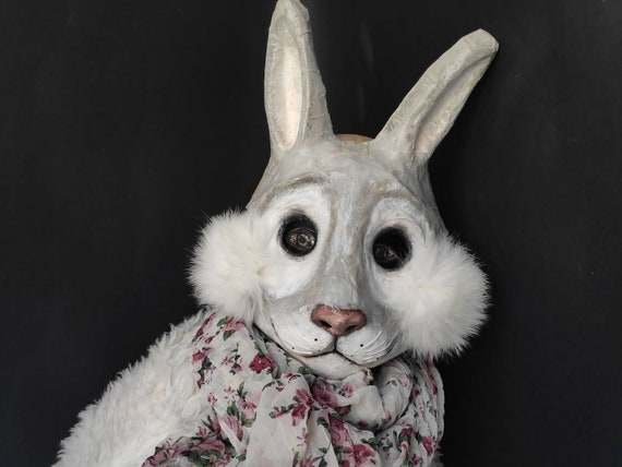 Rabbit Mask Fluffy White Fur Rabbit Mask Fluffy White Fur