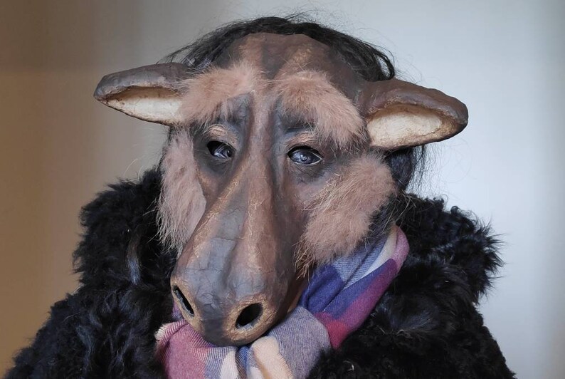 Adult mask Paper mache mask Moose mask Reindeer mask Carnival mask Animal mask Masquerade mask