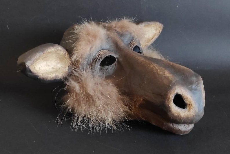 Adult mask Paper mache mask Moose mask Reindeer mask Carnival mask Animal mask Masquerade mask
