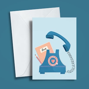 Carte pliante Lovephone DIN A5, carte de vœux/carte cadeau/bon avec illustration de téléphone