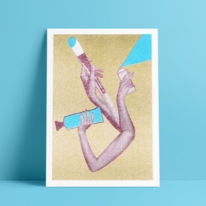 Krakel Spektakel Ansichtkaart DIN A6 Risografie Collage Knutselen Schilderen DIY