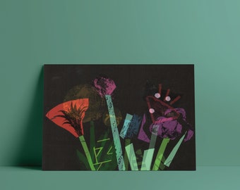 Fleurs Carte postale Impression DIN A6 Omnicrom Illustration Collage