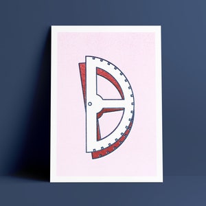 Alphabet Postkarte D Toolfont Winkelmesser