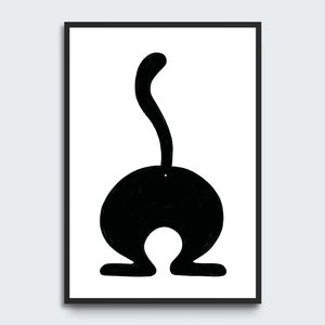 Póster trasero de gato Ilustración risografía DIN A4