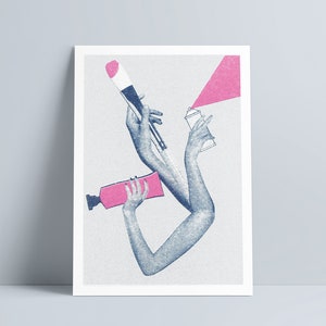 Krakel Spektakel Postkarte DIN A6 Risographie Collage Basteln Malen DIY