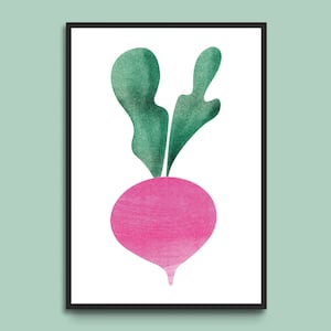 Póster Risografía Ilustración DIN A4 Rábanos