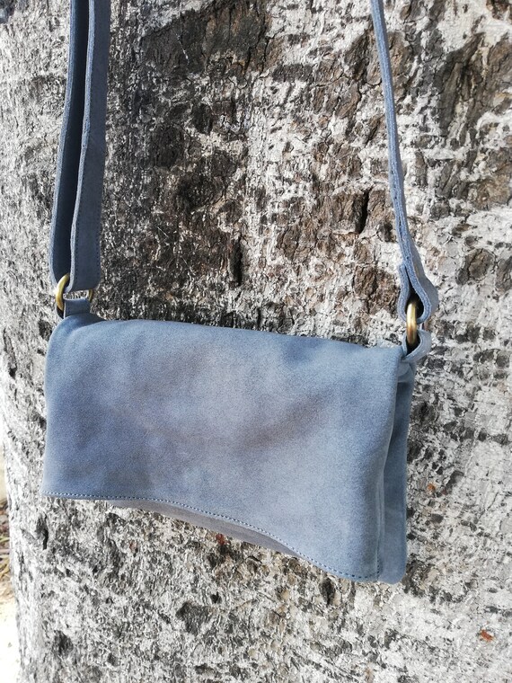 light blue suede bag