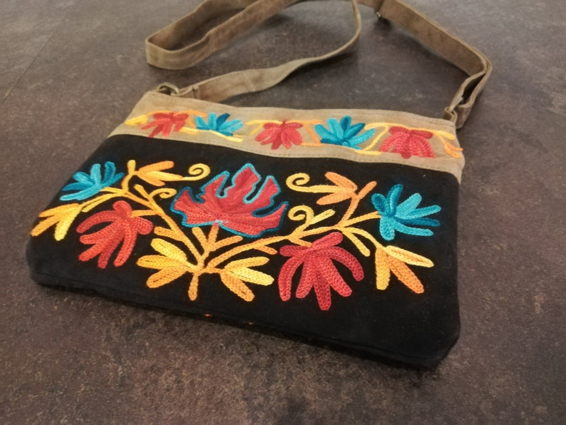 Embroidery Bag Flowers Bag Ethnic Bag Gift For Wife Boho Bag Women Leather Bag Woman Bag Crossbody Bag Shoulder Bag Floral Bag
