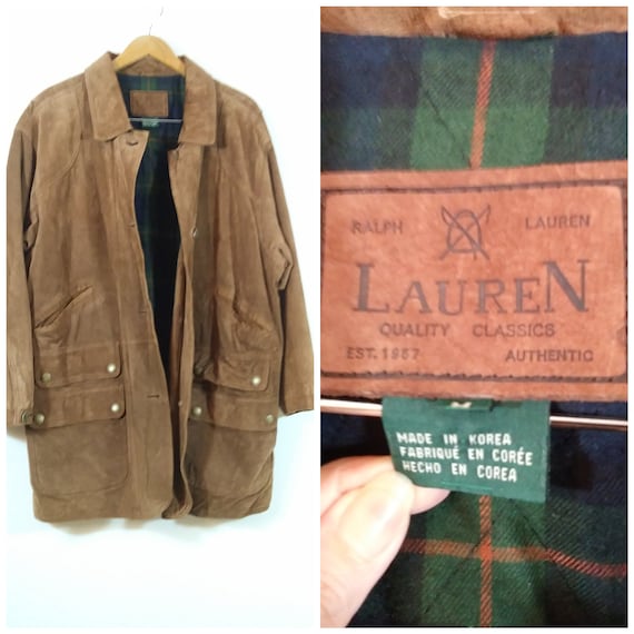 80s Ralph Lauren leather jacket / vintage fisherma