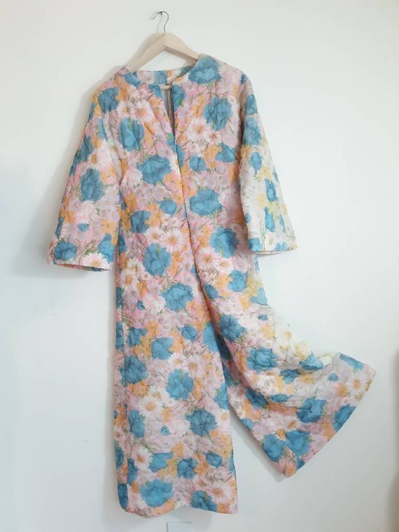vintage 60s 70s quilted JumpSuit / bell bottom jum