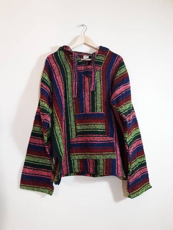 vintage 90s NEON Baja Hoodie / South Western Woven