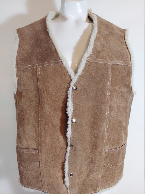 Vintage 70s leather vest / men's 70s 80s vest / Se