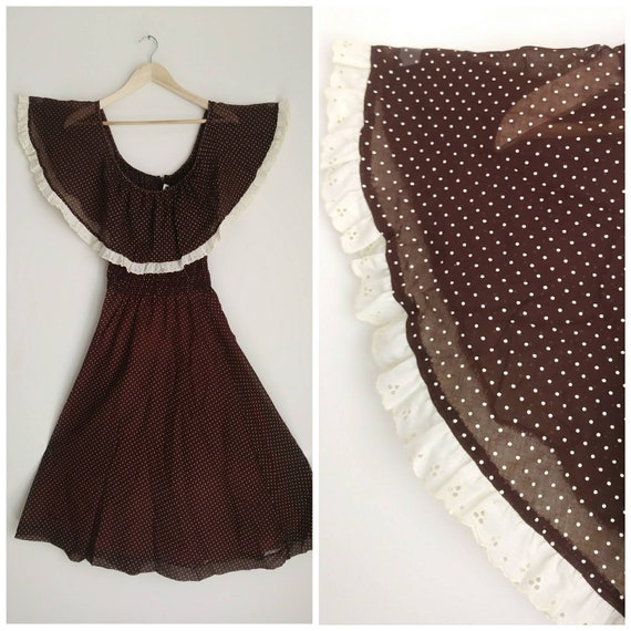 Vintage 70s ruffle sleeve dress / 70s Gunne Sax st