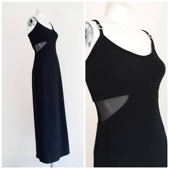 90s gothic cyber goth dress / 90s cut out mesh dre