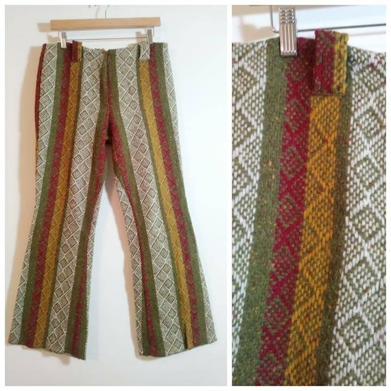 Vintage 70s bell bottom Pants / 70s knit bell bott