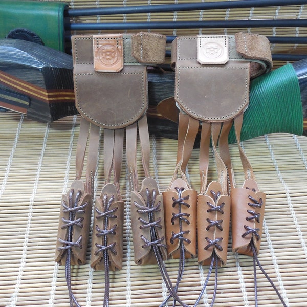Handmade leather fully adjustable archery glove for MEN/WOMEN/KIDS