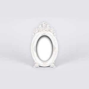 White Photo Frame Decorated with Acanthus, Paisley Trims, Photo Props, Wedding Sign, Baroque Shabby Chic Centerpiece, Place Tag, Name Holder