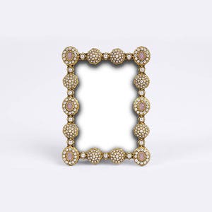 Vintage Gold Mini Photo Frame, Tiny Little Golden Frame, Parisian Baby Shower, Pink Wedding, Boheme Chic, Small White Pearls Nuptial Numbers