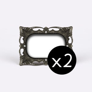 Little Gold Reflection Picture Frame, Black Metal Mini Frame, Baby Shower, Diamonds Wedding, Boheme Chic Bridal Shower, Tiny Table Number