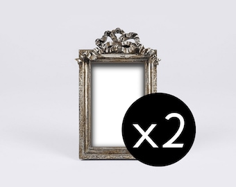 Ornate Baroque Picture Frame, Antique Knot Frame, Metal Look Shabby Chic Photo Frame, Silver Nuptials, Champagne Wedding, Silvery Baptism