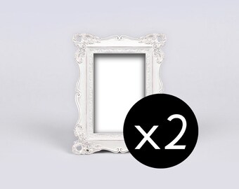 Antique White Decoration, White Adorned Picture Frame, White Shabby Chic Frame with Adornments, Ornate Baroque Photo Frame, Vintage Frame