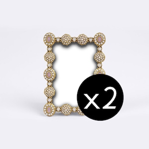 Vintage Photo Frame, Antique Gold Metal Picture Frame, White Pearls Wedding, Beaded Baptism, Hippy Boho, Gypsy Chic, Place Tag, Name Holder