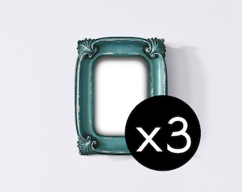 Antique Blue Ornate Frame, Baroque Photo Frame, Vintage Photo Frame, Wedding Distressed Frame, Edwardian Style, Cottage Decor, Nursery Decor