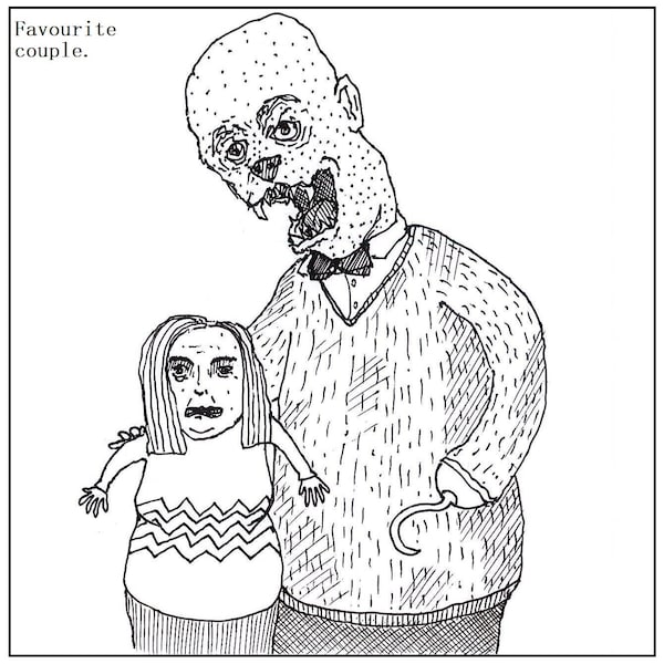 120 Greetings card, weird card, Food, Birthday, all occasion, couple, favourite couple illustration