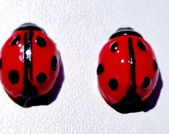Ladybug earrings, polymer clay earrings