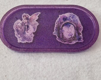 Purple Fairy Trinket Dish: Whimsical Resin Jewelry Tray