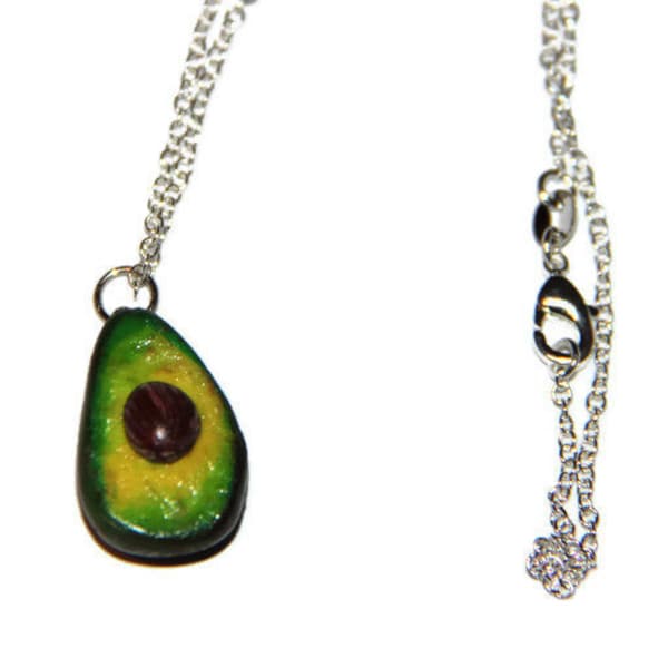 Collier Avocat, chaine argent , avocat fimo, bijou miniature