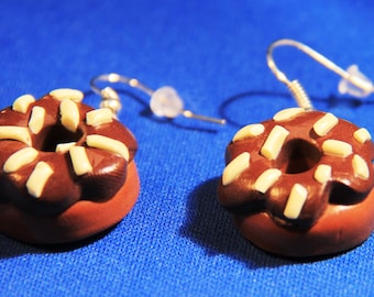 Handmade Chocolate Sprinkle Donut Earrings: Polymer Clay Food Jewelry