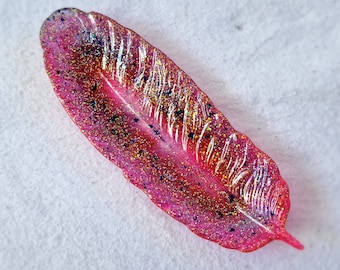 Dark pink feather trinket dish, dark pink feather jewelry dish