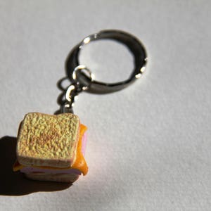 Grilled cheese keychain, Sandwich keychain, ham and cheese sandwich keychain, sandwich Planner Charm, food charm, realistic food, miniature image 3